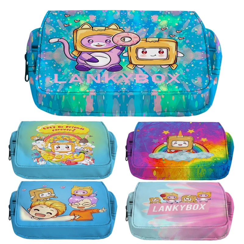 Cartoon Lankybox Pencil Case Cute Boy Girl Creative Pencil Cases Storage Kids Pen Bag Stationery Box School Students Supplies