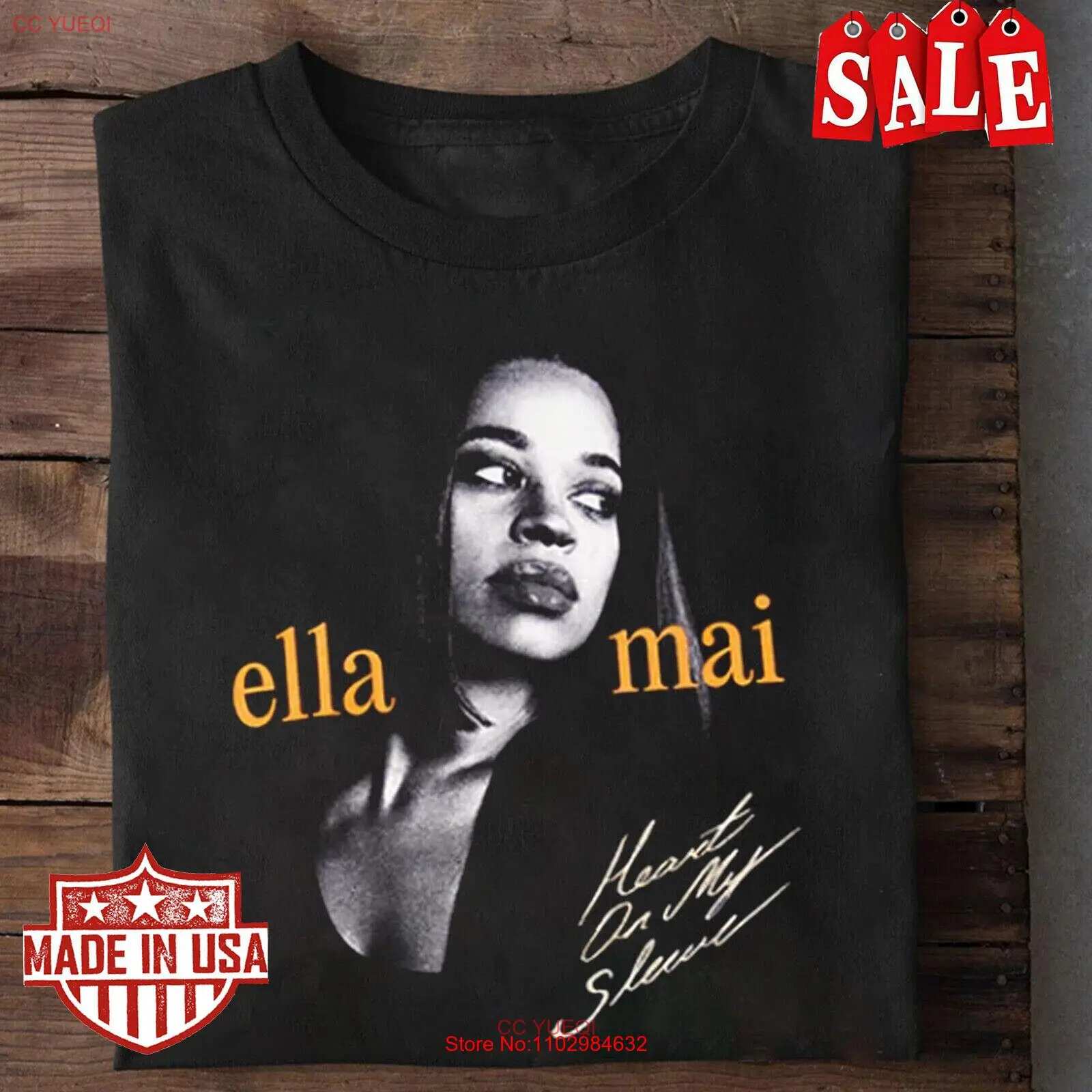 Новая популярная Черная Женская рубашка Ella Mai с сердцем на моем рукаве в подарок для фанатов CC6700