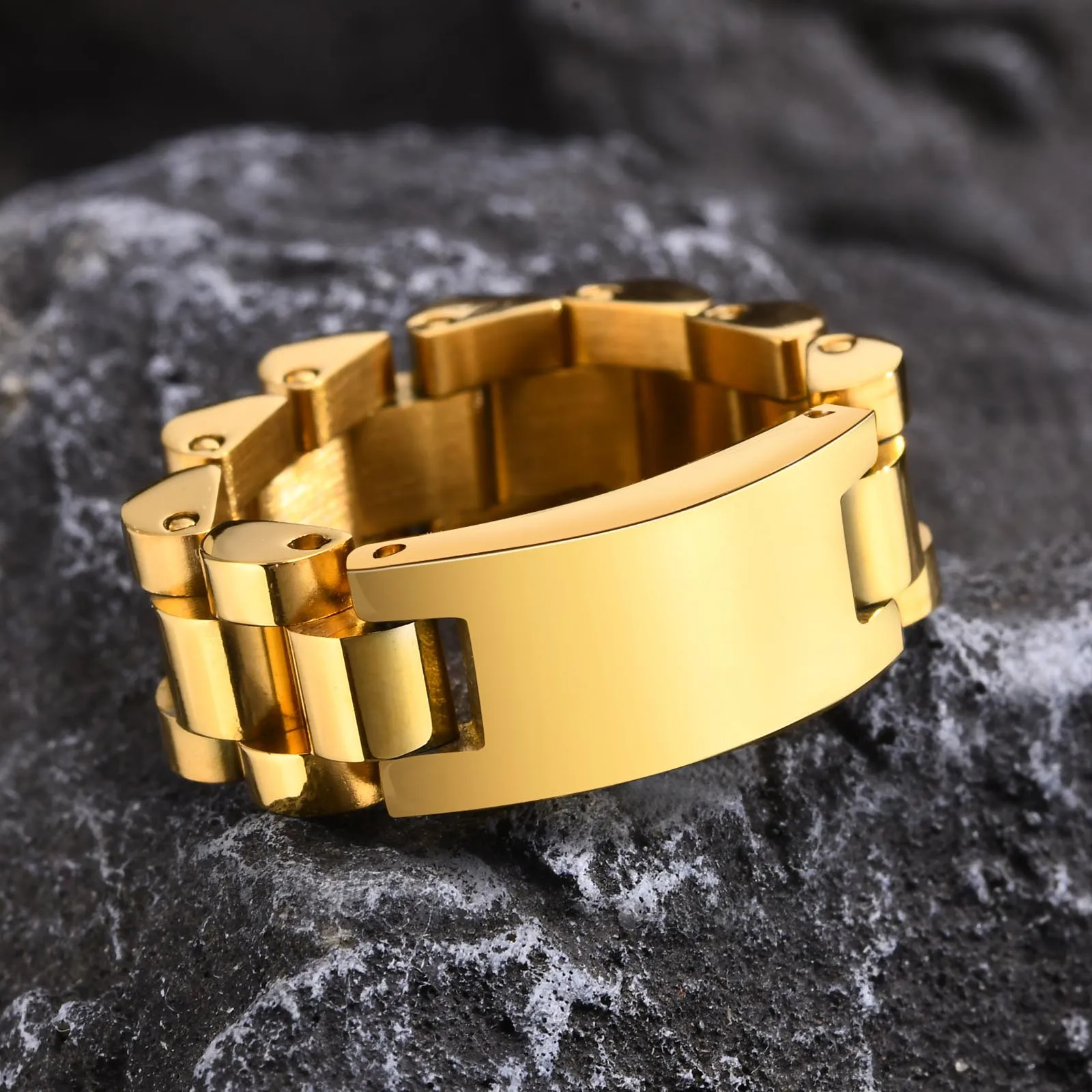 8mm Uhren armband geformter Ring für Männer, nie verblassen Edelstahl Kettenglied Ring,Rock Gothic HipHop Boy männlichen Schmuck