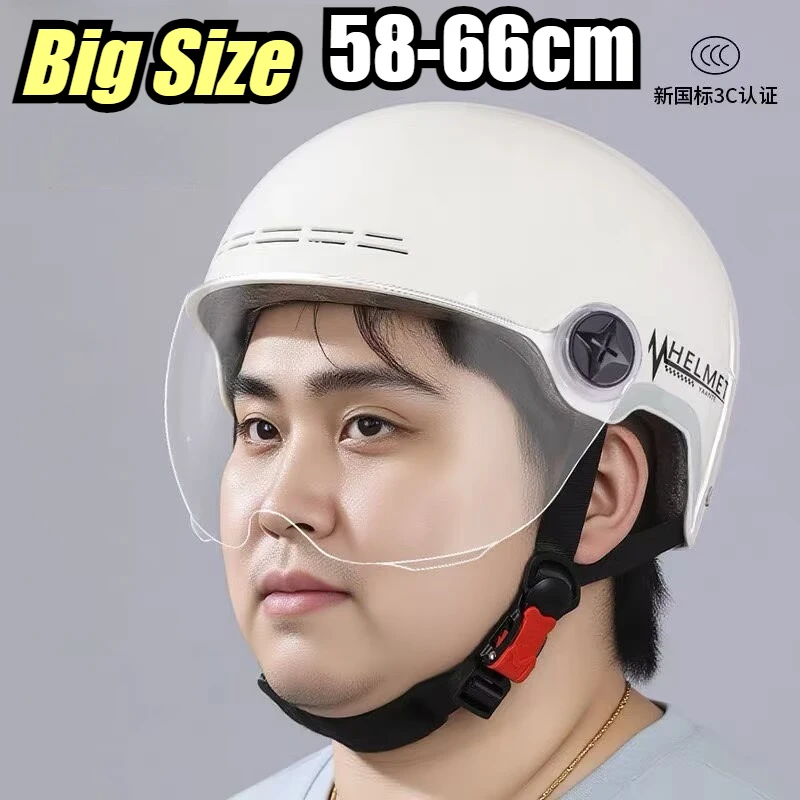 

58-66CM Big Head Helmet For Electric bike Motorcycle helmet Man Woman Half Helmet in summer 빅사이즈 헬멧 Big Size casco moto