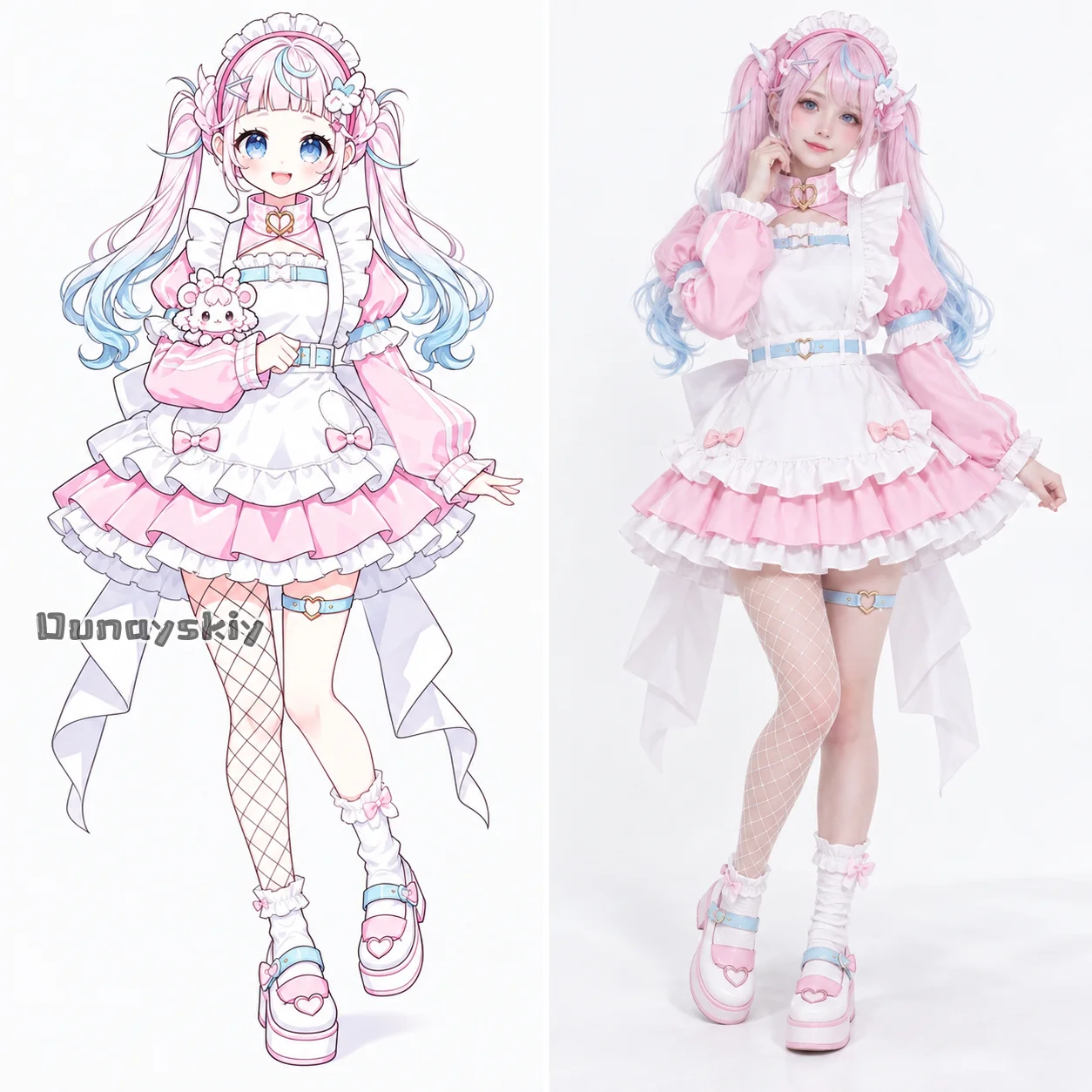 Vtuber Nijisanji Purin Lala Mode Magical Maid Uniform Cosplay Costume Girl Game Suit Sweet Dress Halloween Carnival Dress Up