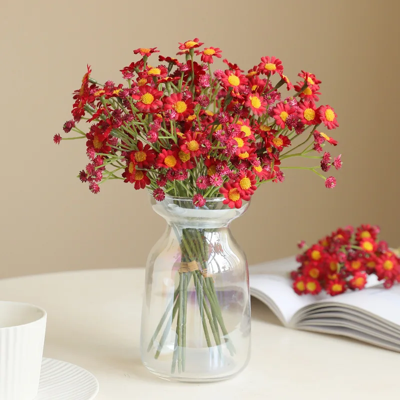 27CM Artificial Bouquet of Chamomile Countryside Fresh and Small Daisies Home Dining Table Floral Decorations Silk Flowers
