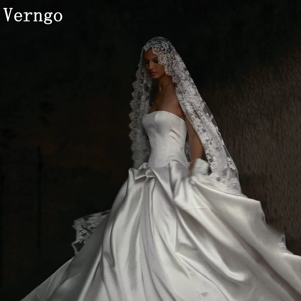 

Роскошное свадебное платье Verngo Countine без бретелек, плиссированное, А-силуэта, со шлейфом, для женщин, на заказ