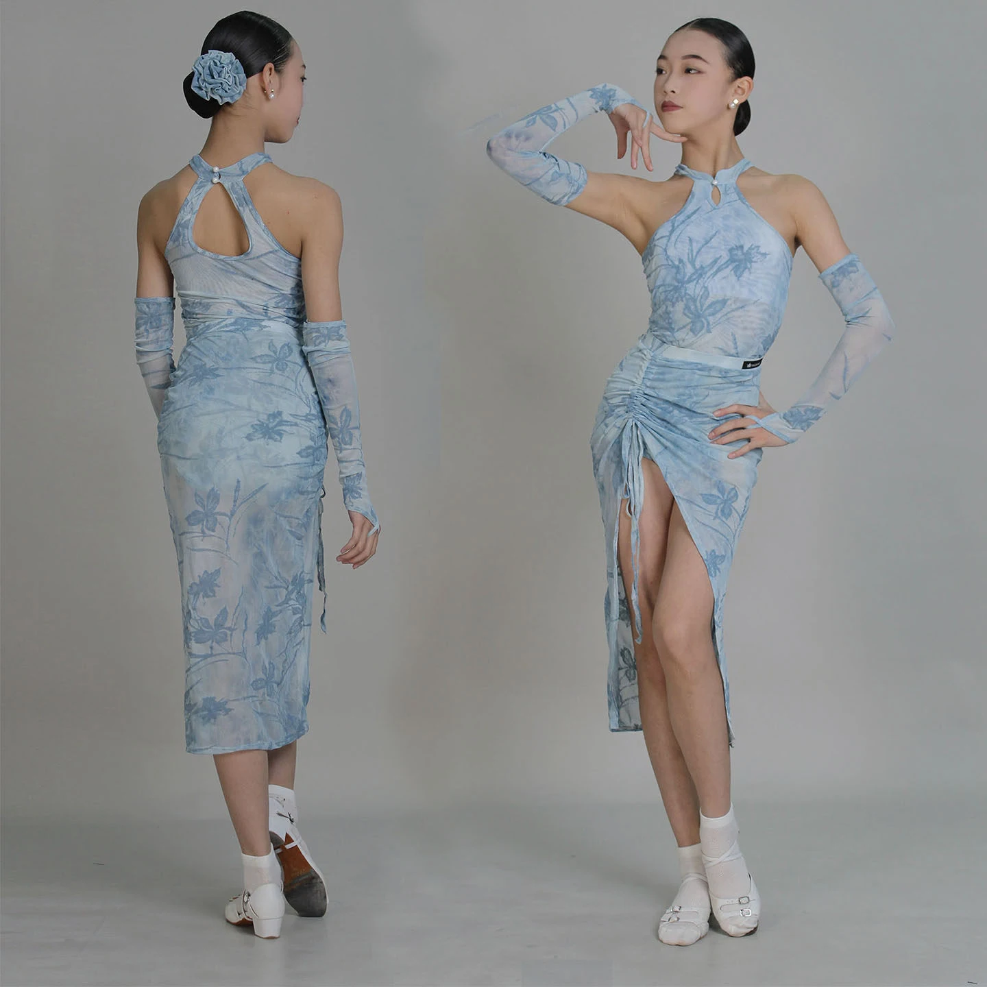 

2026 New Girls Latin Dance Dress Performance Costume Sleeveless Cheongsam Dress Children Competition Wearing Clothes DQL12537