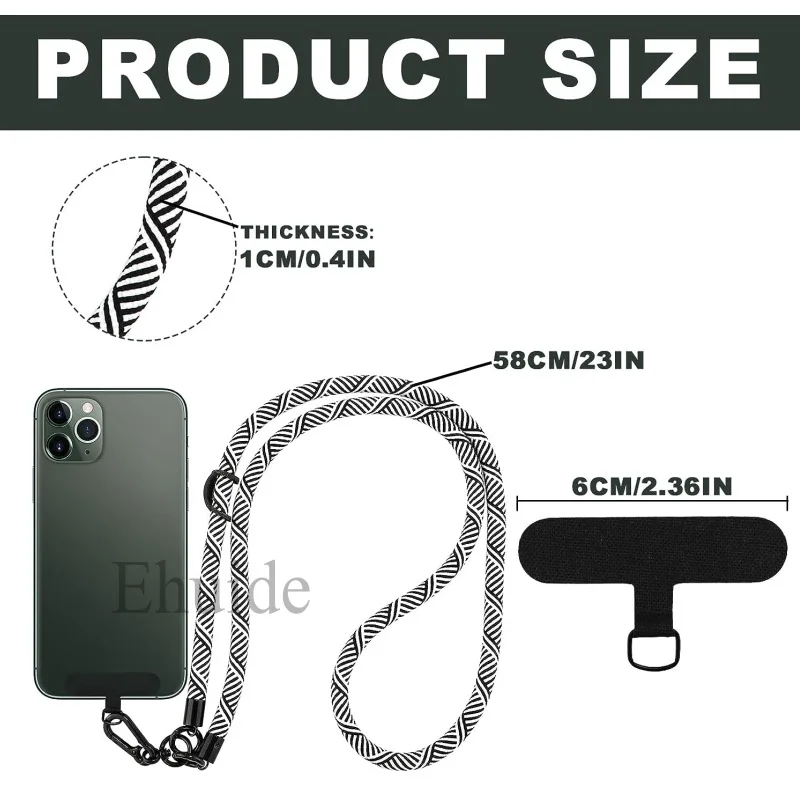 Cell Phone Lanyard Adjustable Multifunctional Crossbody Strap Universal 10MM Thick Rope Patch for iPhone 16 15 14 13 Case Cover