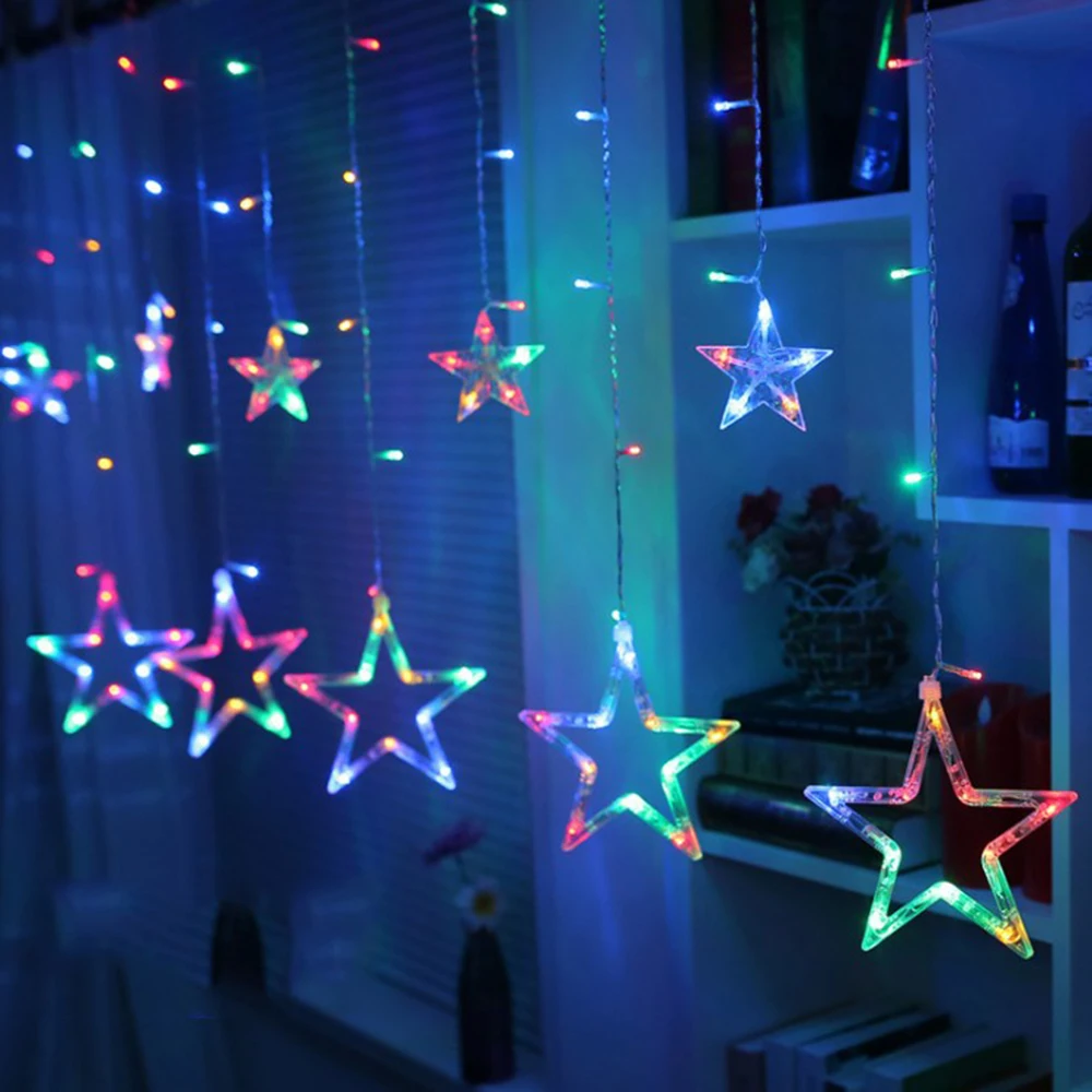 3.5m 138 LED Colonna di ghiaccio Stella Fata Luci della stringa Ghirlanda di Natale Tende Luci stellari Banchetto di nozze Casa All\'aperto Capodanno