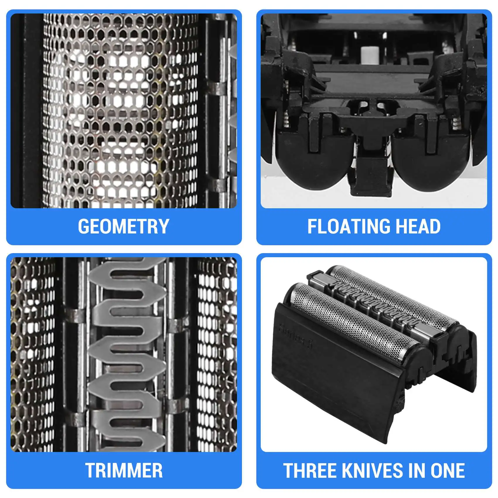 L65A-Replacement Shaver Foil Head For Braun 52B Series 5 5020S, 5030,5030S,5040S,5050,5050CC,5070,5070Cc,5090CC,5748