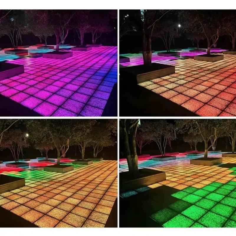 

Outdoor LED Floor Tile Interactive Floor Screen Piano Abyss Round Lamp 3d Mirror Tempered Display Pressure Sensor Waterproof