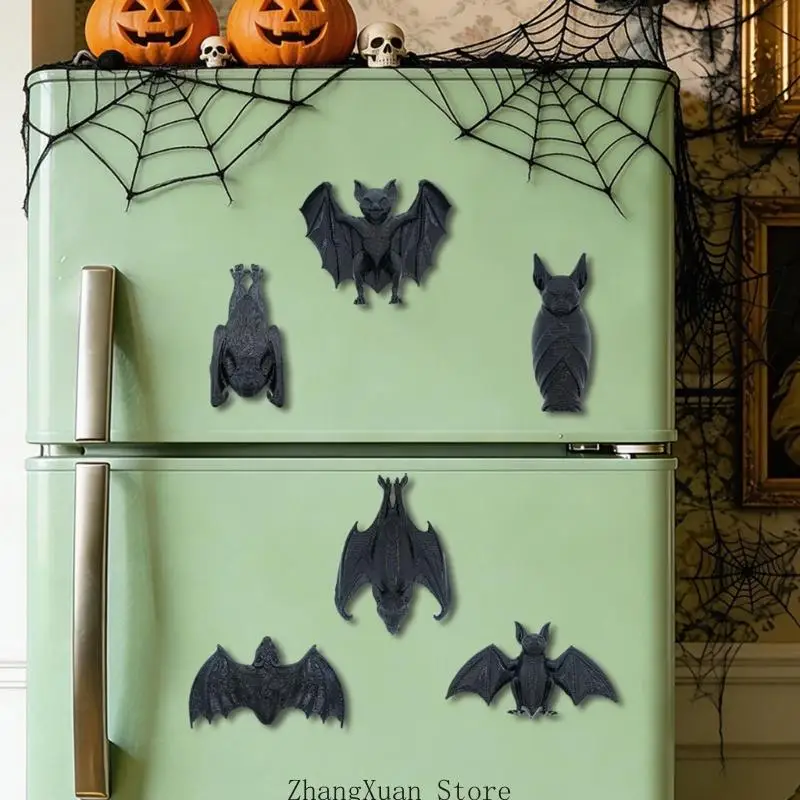 6 Stück Halloween-3D-Fledermaus-Kühlschrankmagnete mit PET-Konstruktion für Kühlschränke, magnetische Whiteboards und – Detail 8