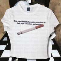 Aesthetic Streetwear Gothic Crop Top Baby Tees Vintage Women Letter Print Casual Short Sleeve T-Shirt Y2k Clothes Emo Girl 2000s