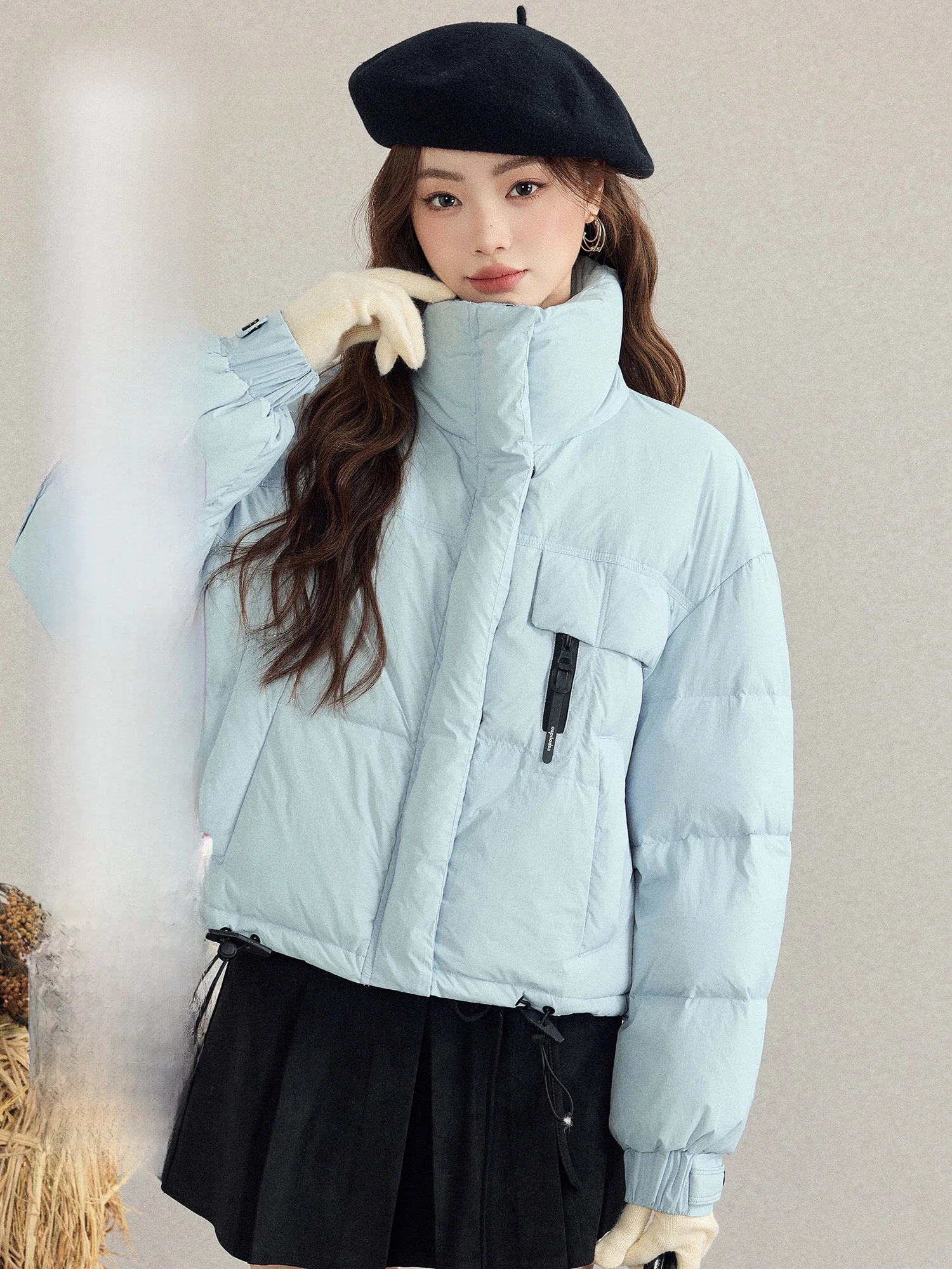 

Синий пуховик женский, теплый, длинный, с воротником-стойкой, осенне-зимняя хлопковая верхняя одежда от Mong Xiaole