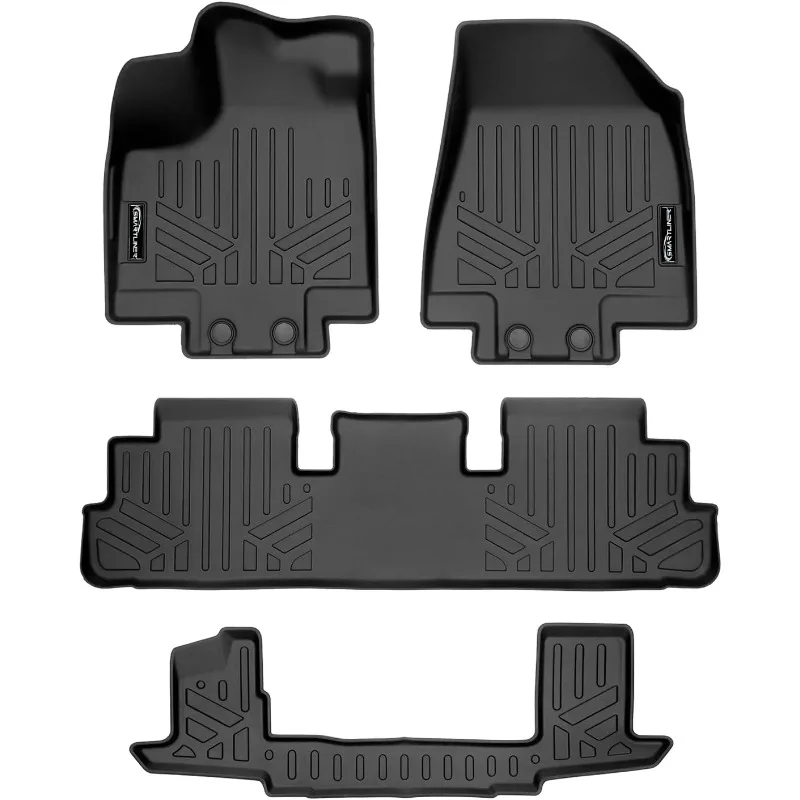 US Custom Fit Floor Mats 3 Row Liner Set Black Compatible with 2022-2023 Nissan Pathfinder (7 Passenger Models Only)