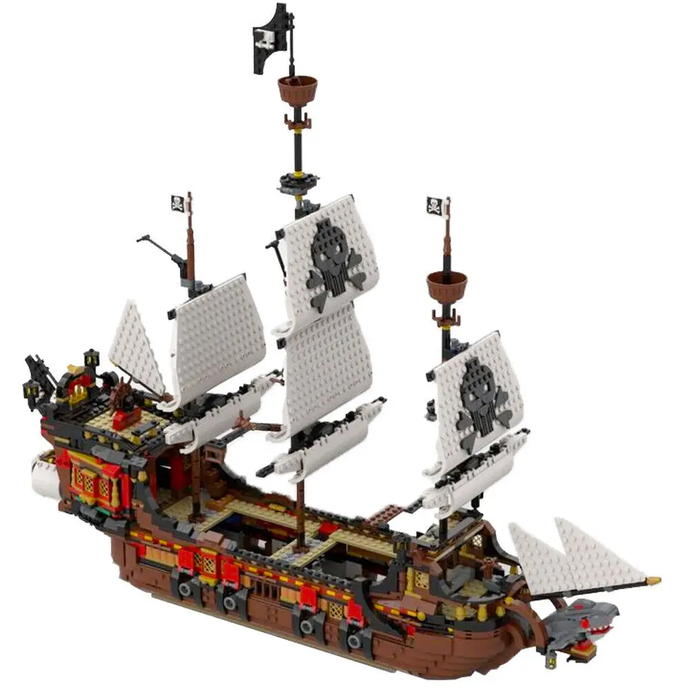 

Ship with Crane and Cage, Large Cabin and 4 Large Sails 2405 Pieces MOC