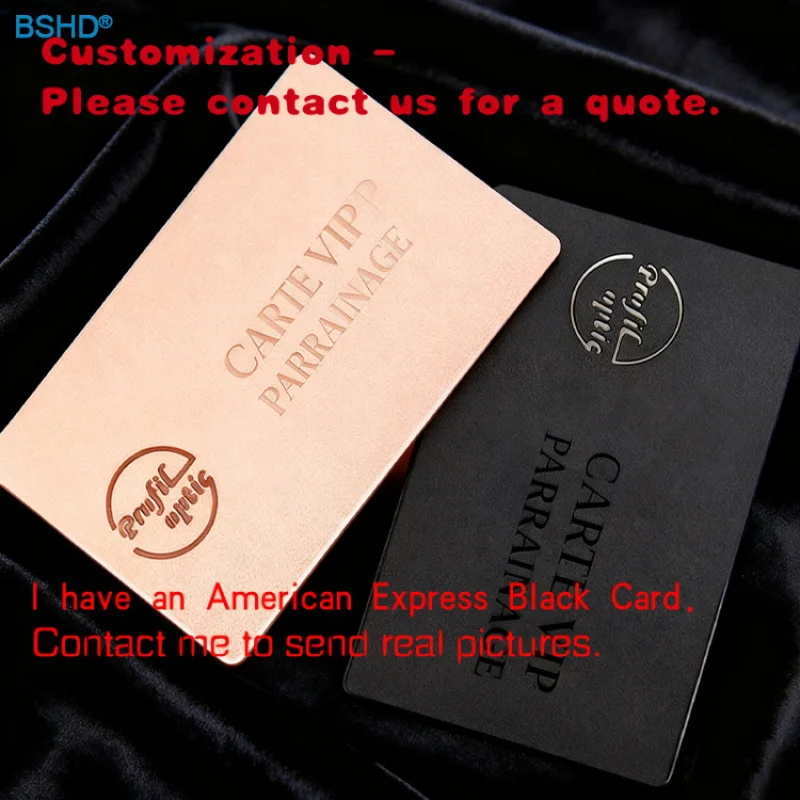 

custom.Custom Plated Shiny Rose Metal Cards Screen Printing Matte Black/Silver Metal Business Cards