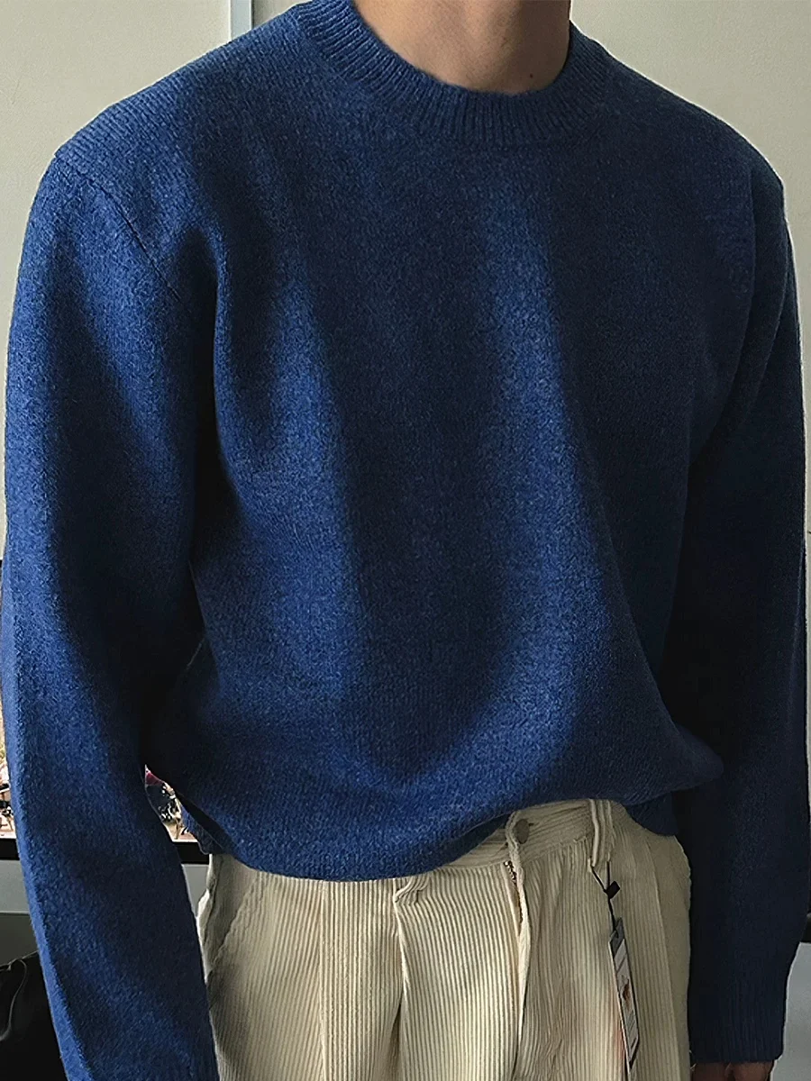Skin-friendly Breathable Thin Wool Knitted Sweater Long Sleeve Half High Collar Men's Atmosphere Sensing Slim Fit Casual Style