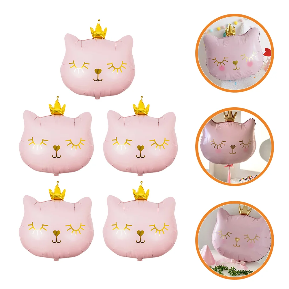 Cartoon Balloons Cat Pink Cake Decorations Party Supplies Aluminum Foil Baby Ballons