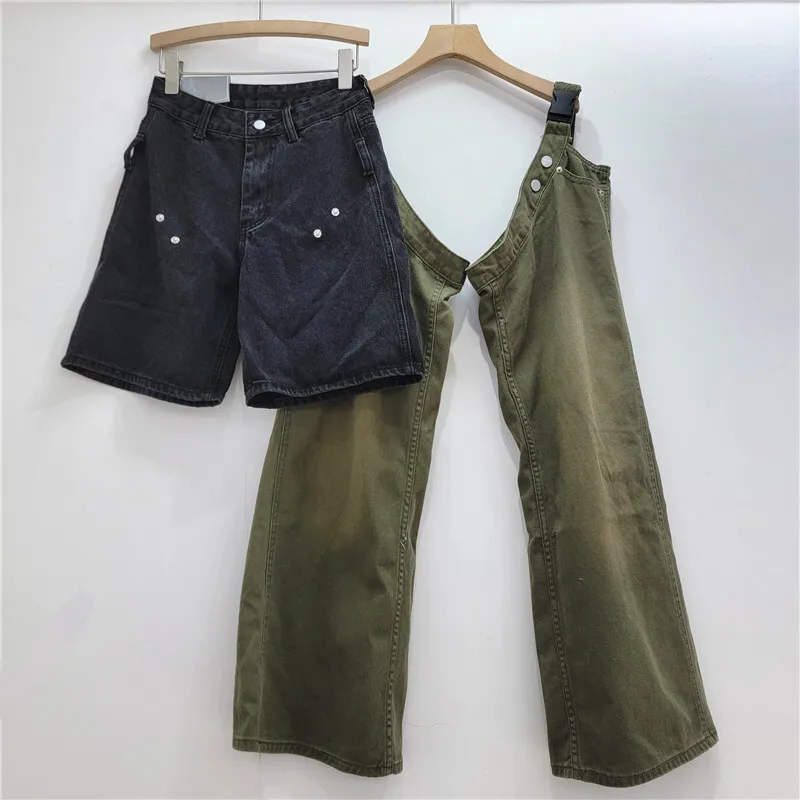 ANJY 가을 새로운 여성 세련된 청바지 틈새 디자인 대비 색 투피스 세트 streetwear 세련된 캐주얼 스트레이트 바지 트렌디 a8881