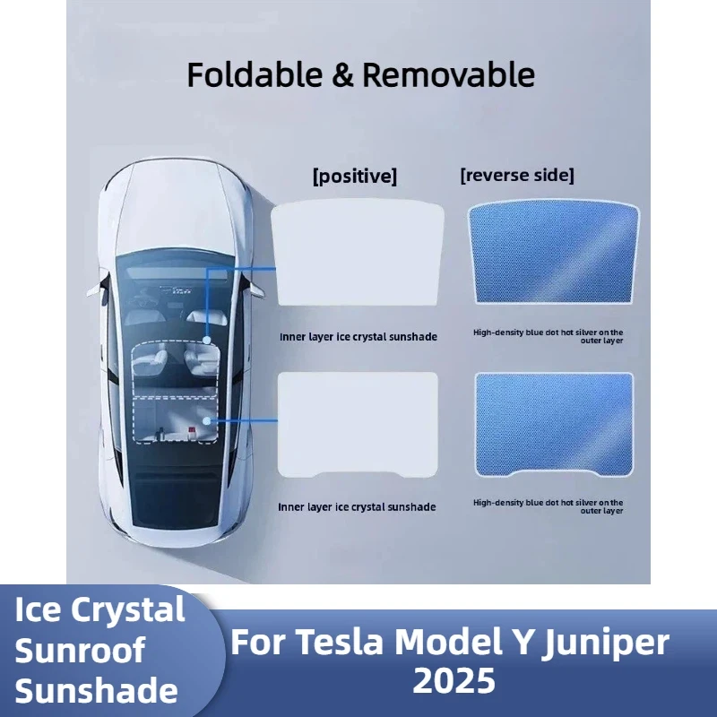 

Ice Crystal Sunroof Sunshade for Tesla Model Y Juniper 2025 – Sun Protection & Heat Insulation Canopy, Original Size Custom Fit