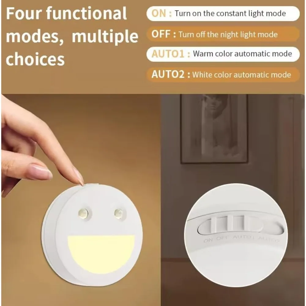 Sensore di luce notturna intelligente da 2 pezzi + sensore di movimento PIR. Luce notturna, la nuova casa essenziale! Luce notturna portatile domestica