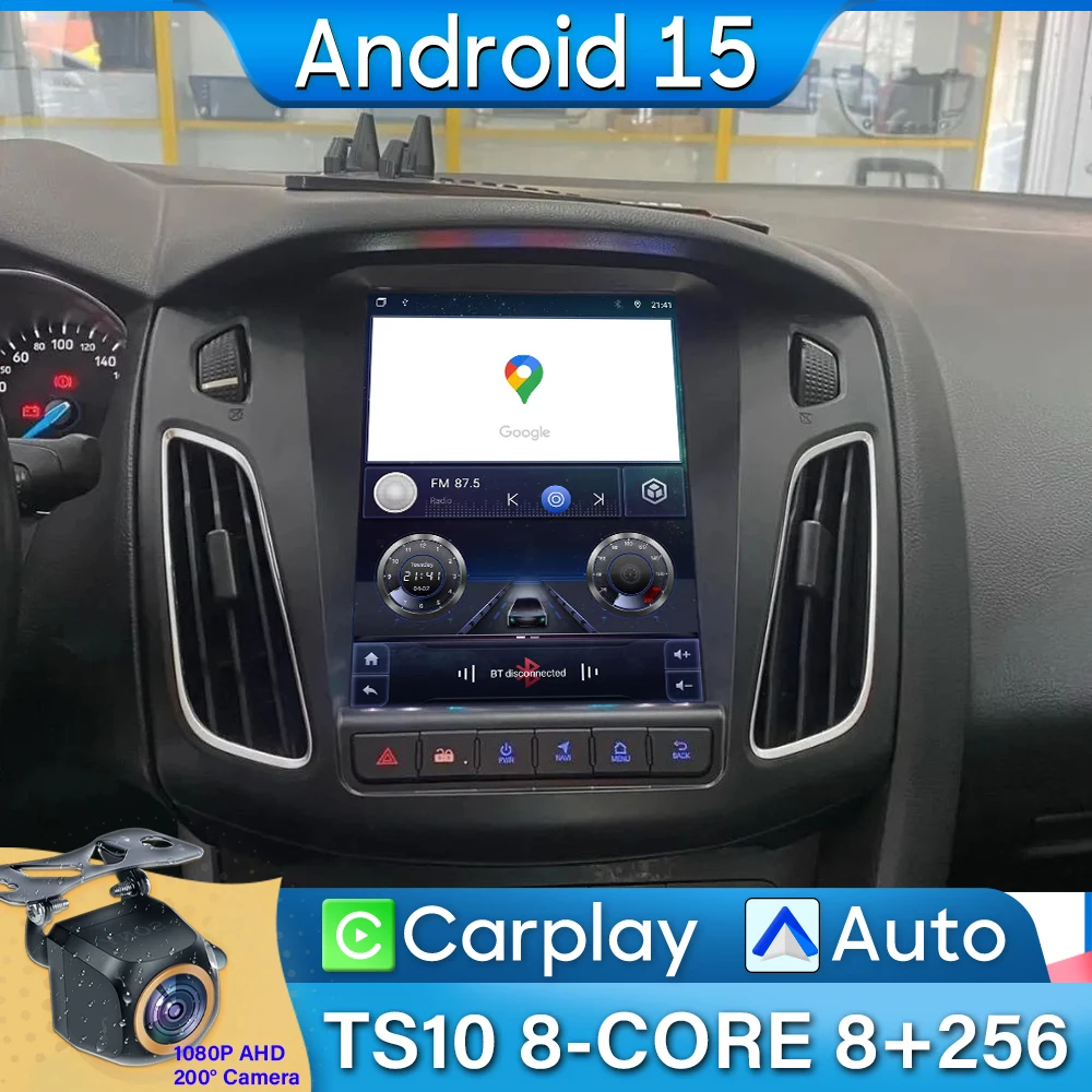 Rádio do carro 9.7 Polegada para ford focus 3 mk 3 2011-2019 carplay android auto android 15 navegação gps reprodutor multimídia sem 2din dvd