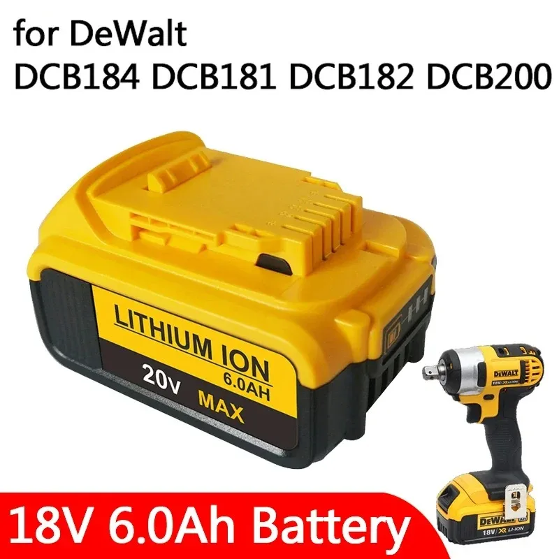 20V 6000mAh For Dewalt DCB200 20V Battery DCB205 DCB206 DCB209 DCB181 DCB182 Replacement Power Tool Lithium Batteries