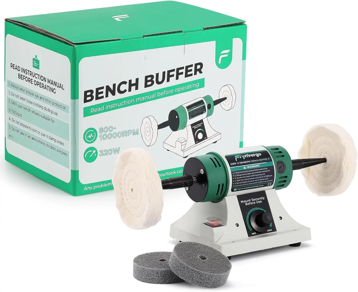 

Adjustable Speed Jewelry Polisher with 4 Wheels for Metal, Wood, Silver - 110V