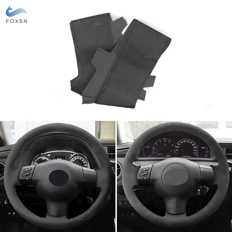 

Black Car Inner Steering Wheel Suede Leather Cover For Toyota Corolla RAV4 2003-2006 Caldina 2002-2007 Wish Scion tC Scion xA xB