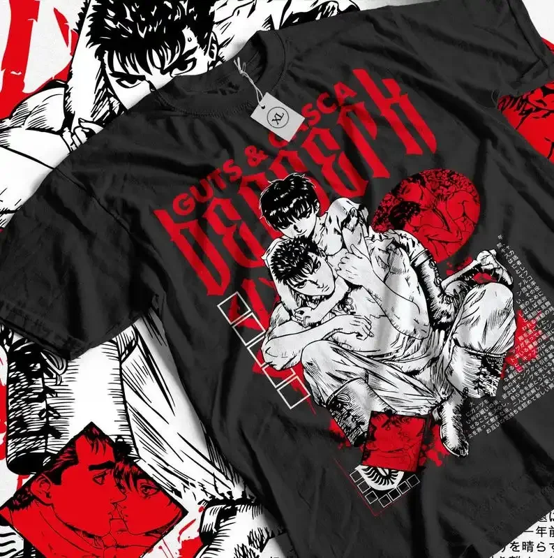 

Unisex Black Swordsman and Skull Knight Anime Vintage Shirt: Premium Manga Graphics