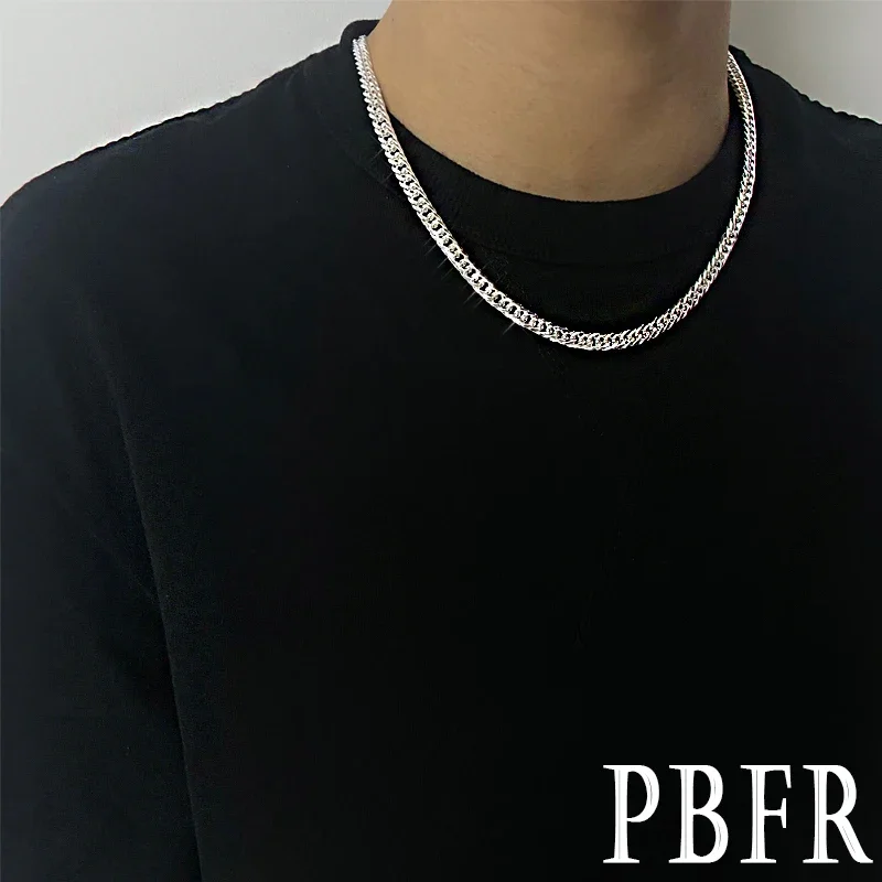الماركات الجديدة الشعبية 925 فضة 6 مللي متر الهندسة سلسلة قلادة للرجال امرأة فاخرة مصمم الأزياء مجوهرات الزفاف الطرف #6