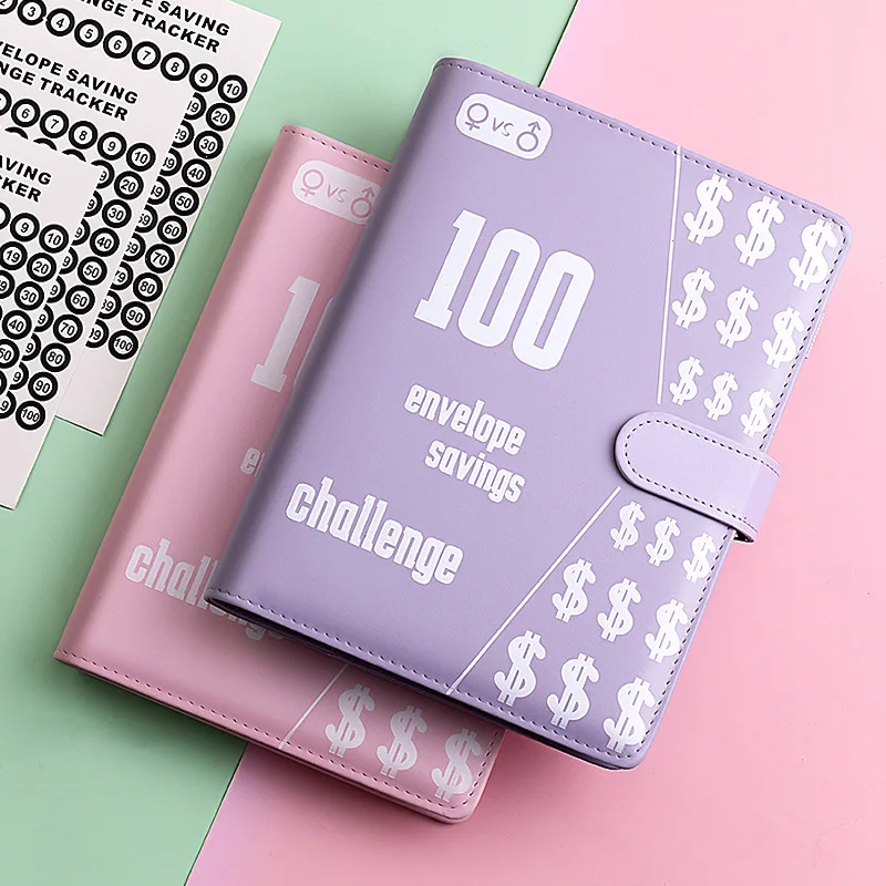 100 Day Envelope Savings Challenge Binder Budget Binder with Cash Envelopes Account Deposit Money Savings Notebook