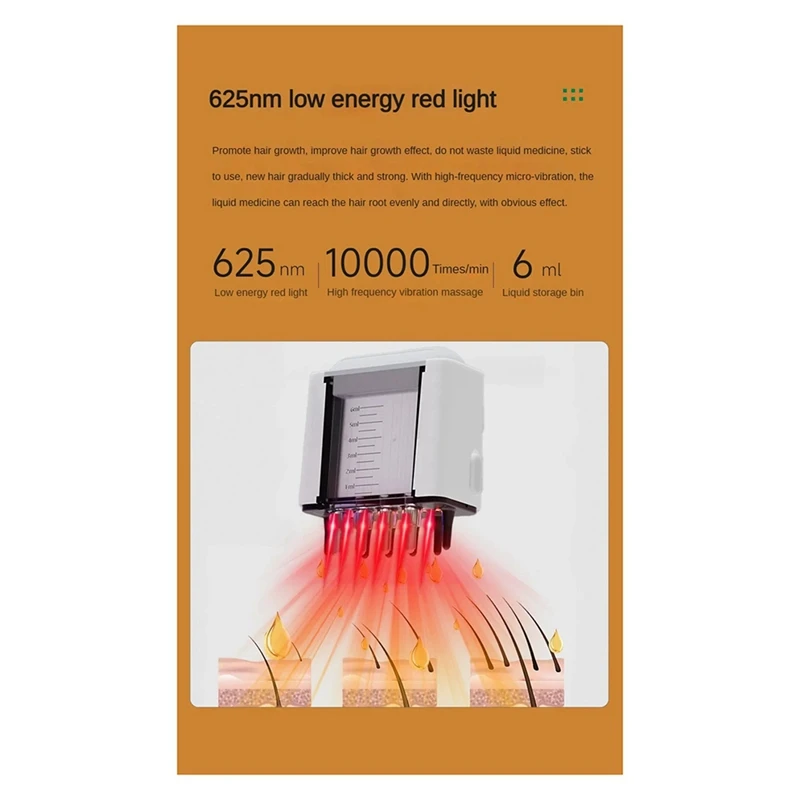 Massaggio per capelli portatile Olio essenziale Trattamento per capelli Medicina elettrica per cuoio capelluto Applicatore per cuoio capelluto Pettine liquido Facile da usare (Bianco)