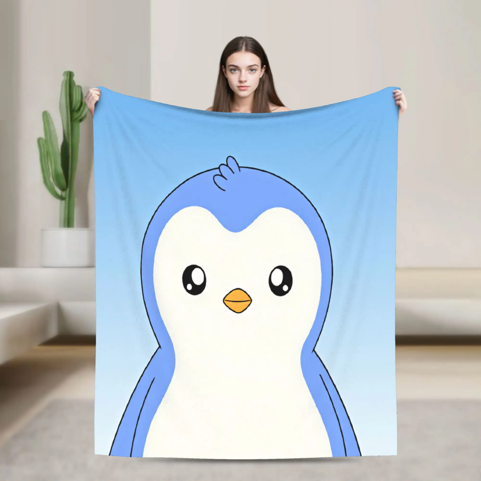 P-Pudgy Penguin Blanket  Decorative Flannel Bedding Throws For Couch Bed Soft Design Quality Bedspread Birthday Gift