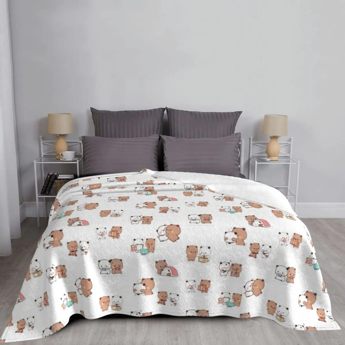 3D Printed Milk Mocha Sticker Pack Blanket Bear Lemming Winter Warm Plush Soft Blanket Flannel Quilt Bed Bedroom