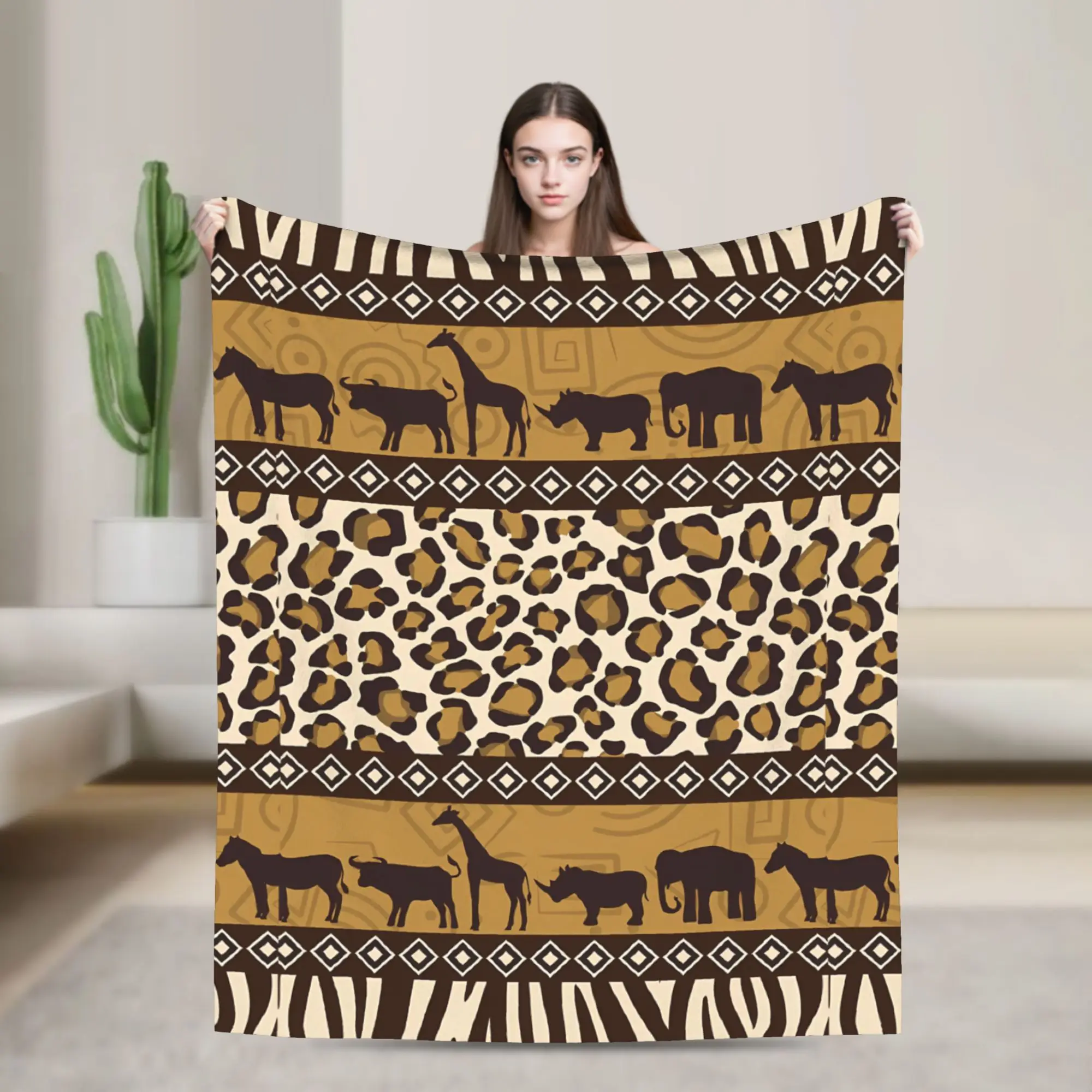 African Tribal Geometric Art Soft Warm Blanket  Travel Plush Throw Blanket Novelty Couch Chair Flannel Bedspread Sofa Bed Cover