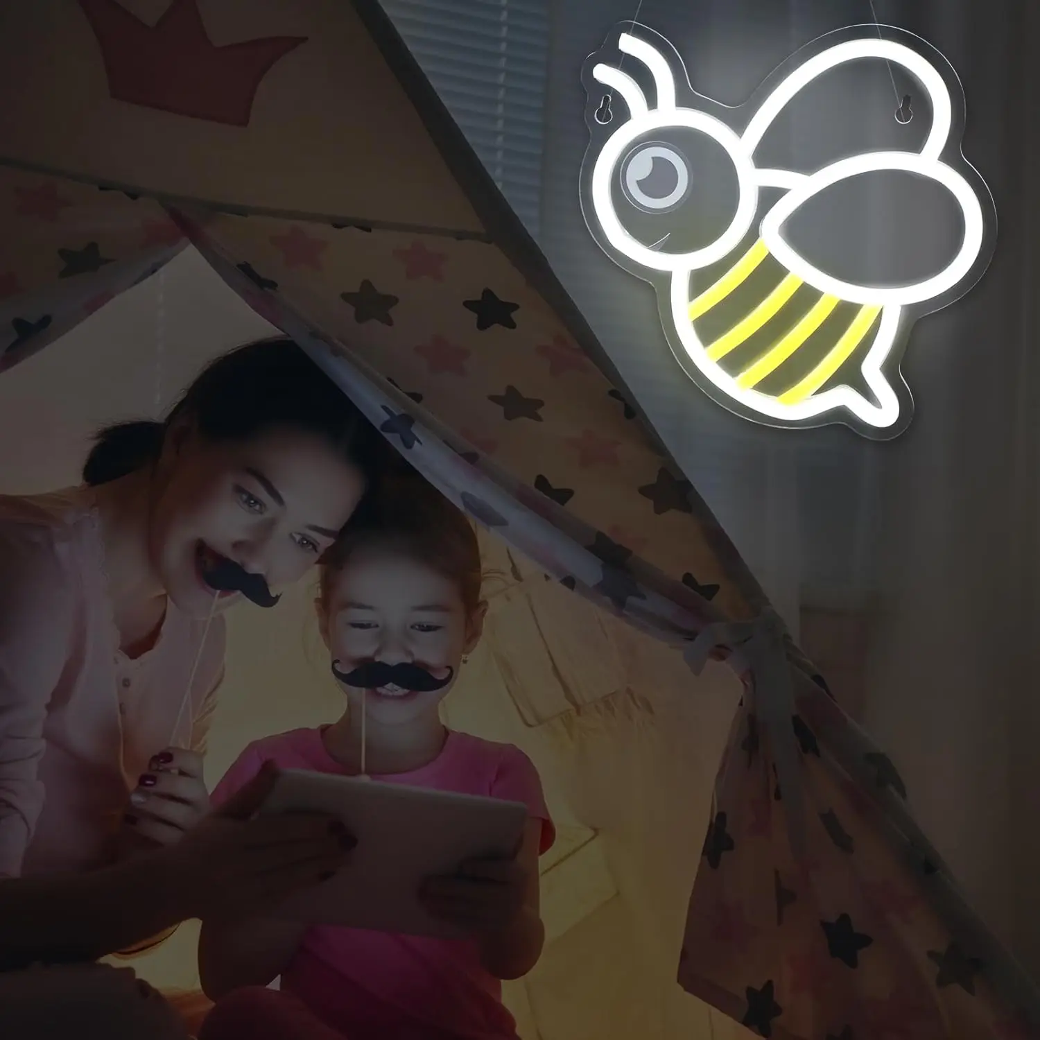 World Bee Day Neon Sign Led lights Living Room Decor Bee Decorative Neon Window Lights for Girls Kids Bedroom Wall Home