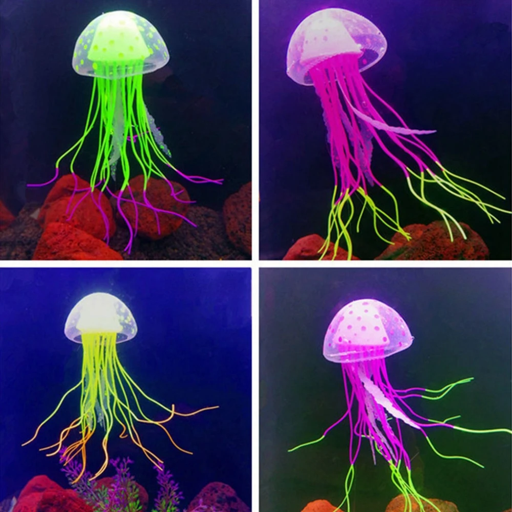 Colorful Artificial Jellyfish Glowing Aquarium Simulation Ornaments Fish Tank Live Luminous Decor Aquatic Landscape Pet Supplies