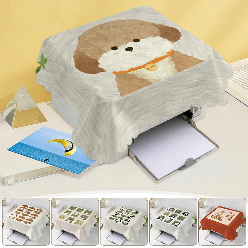 Printer Dust Cover Cute Animal Printed Copier Projector Dust Cover Universal Cover Towel Air Fryer Anti Dust Cloth 60x60cm