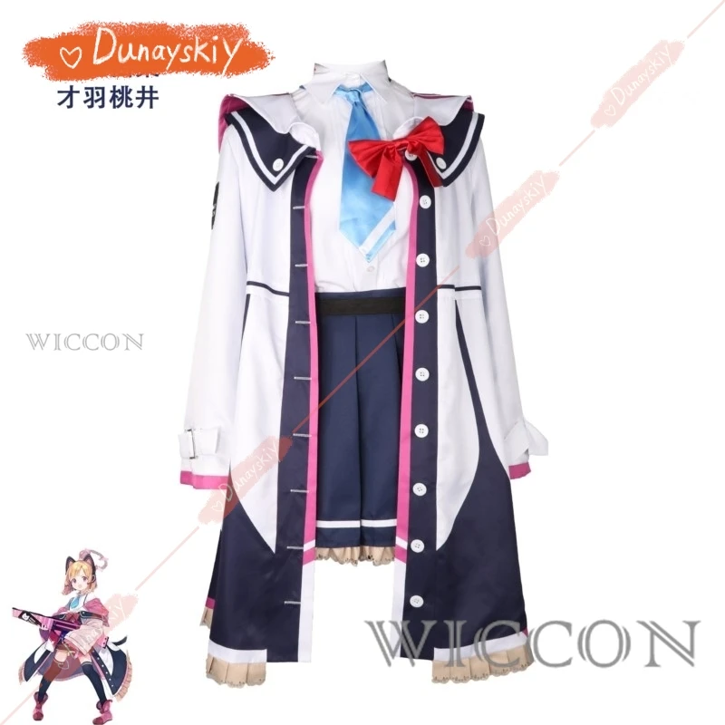 Blue Archive Saiba Momoi Cosplay Costume with Ear Headdress and Tail Girl Hoodie Jacket Coat Halloween Party Carnival Outfit Wig