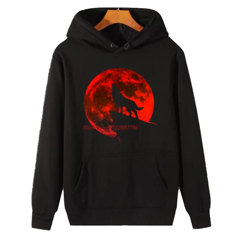 

Толстовки с капюшоном Howling Wolf Blood Moon Full Moon, модный зимний толстый свитер, подходит для всех возрастов, мужская одежда