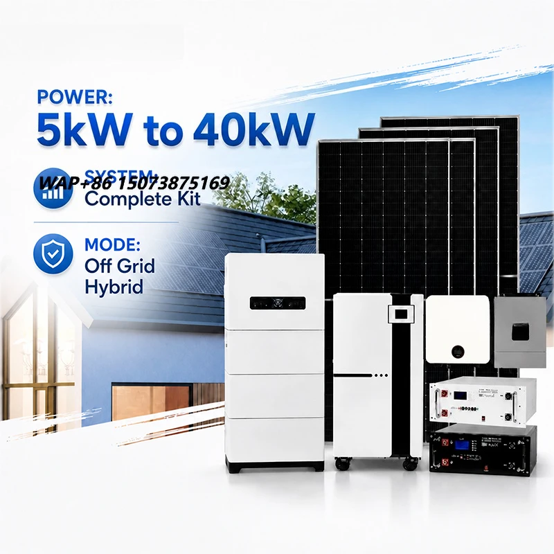 Hybrid Solar Energy System 5KW 6KW 10KW 12KW 20KW 25KW 30KW 40KW Off-Grid Complete Solar Power Panel System Kit for Home Power