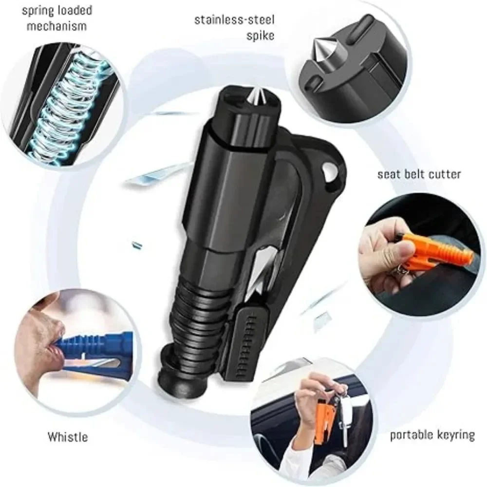 1pc 3 In 1 Car Window Breaker Safety Hammer Seat Belt Cutter Emergency Whistle Car Rescue Escape Tool Glass Breaker view 2