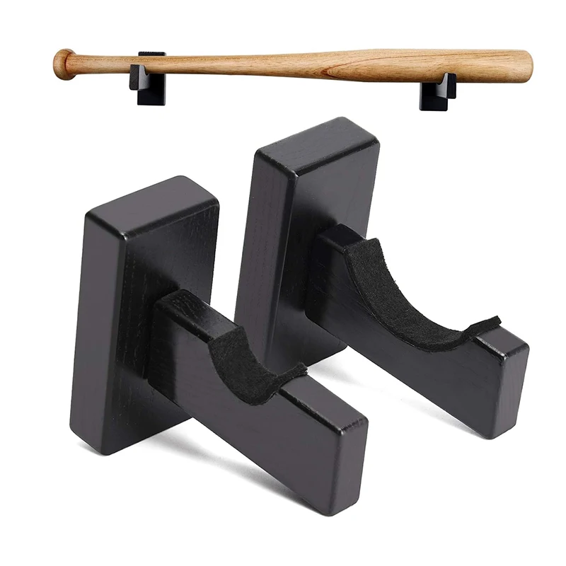 2Pcs Baseball Bat Stand Wooden Baseball Bat Display Holder Portable Wall Mount Hanger Softball Bat Hockey Stick Rack Bracket