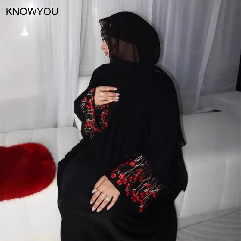 Djellaba Embroidery Open Dress Women Abaya Muslim Kimono Dresses Dubai Jalabiya Abayas Kaftan Islam Morocco Vestidos Kimono