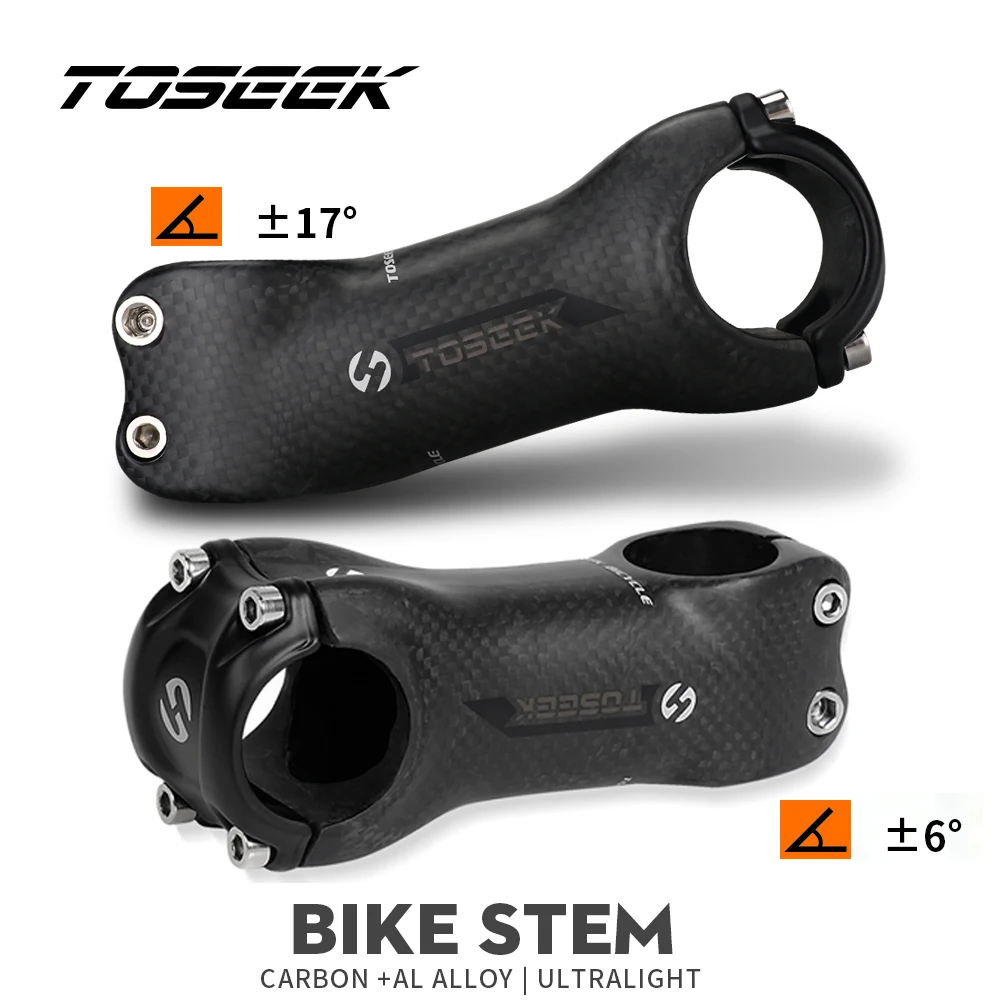 

TOSEEK Carbon MTB Bicycle Stem 3K Matte Clamp 31.8MM For Mountain Road Bike Handlebar Stem Length 70/80/90/100/110/120/130mm