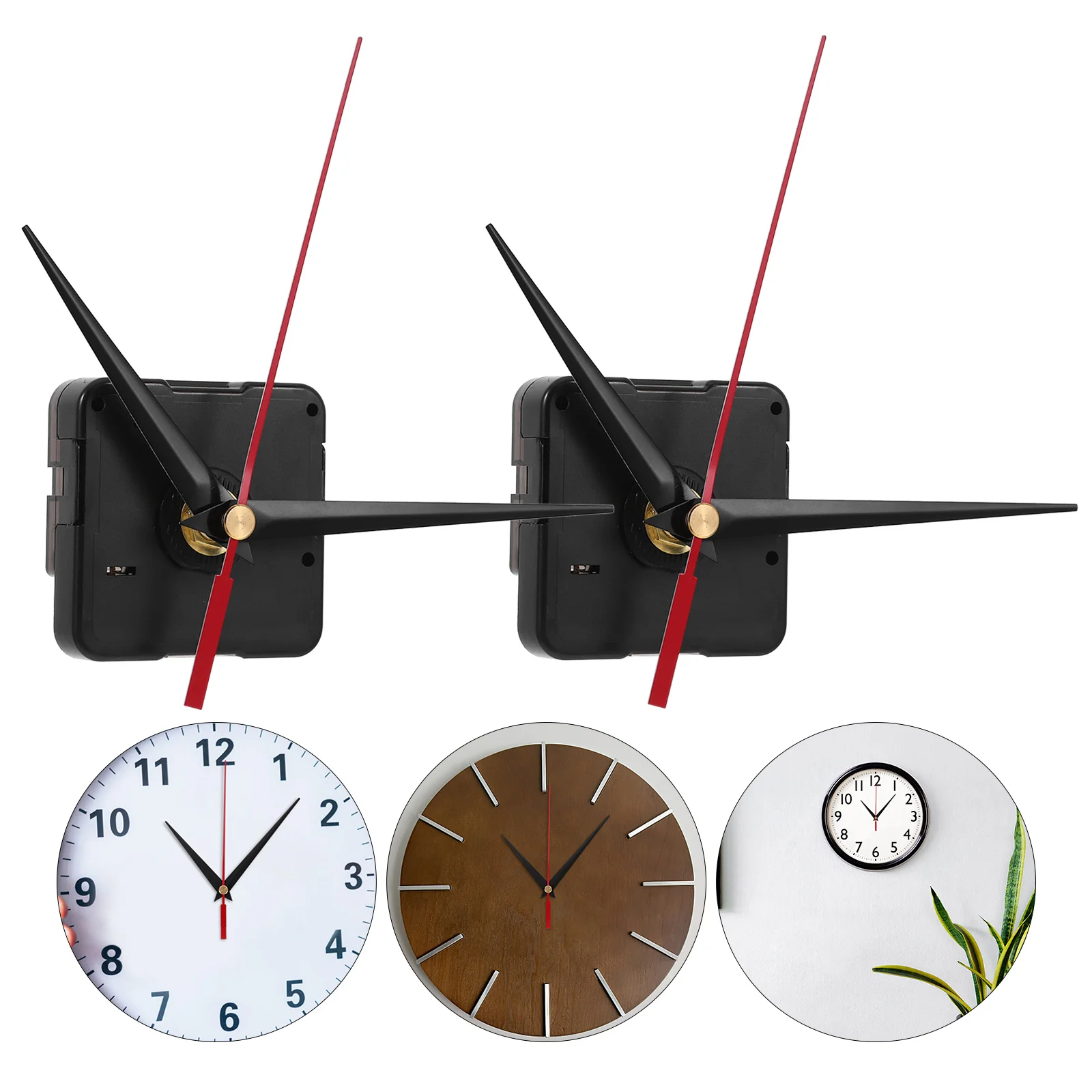 

2pcs Wall Movement Mute Simple Small Size Easy Install Home Decor Clock Parts Abs Material Quiet Operation For Bedroom Living