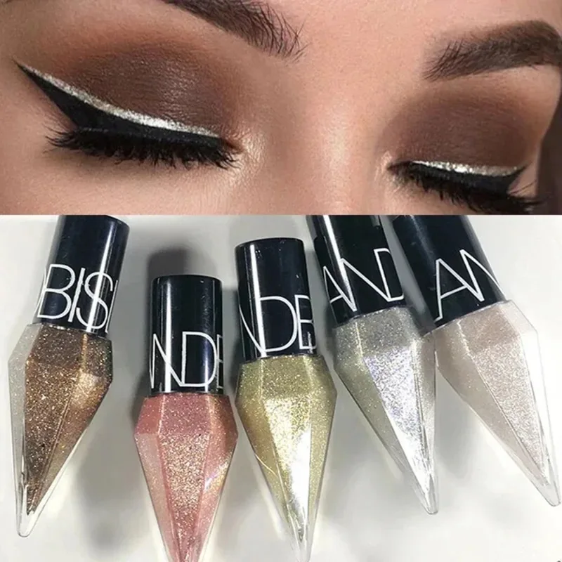Diamentowe błyszczące eyelinery cienie do powiek wodoodporne srebrna róża złoty kolor błyszczące cekiny Eyeliner cienie do powiek kosmetyki kosmetyczne