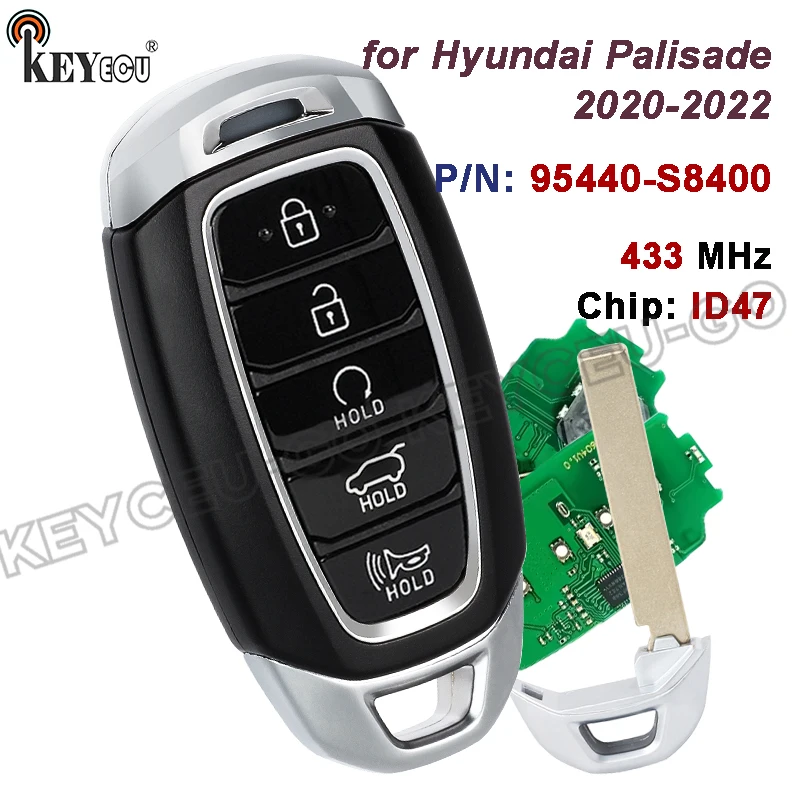

KEYECU 433MHz ID47 Chip P/N: 95440-S8400 FCC ID: FOB-4F41 for Hyundai Palisade 2020 2021 2022 Smart Remote Key Fob
