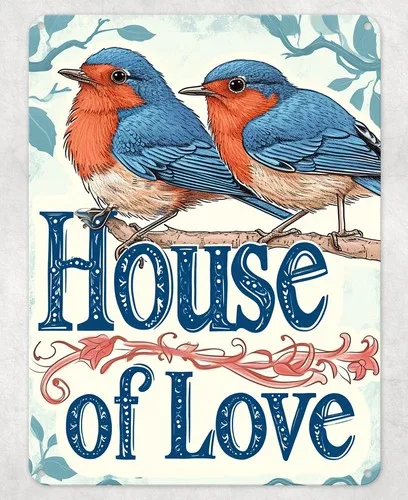 House of Love Home House Warming Metal Sign Printed Poster Wall Art Plaque Decor --Tin Sign