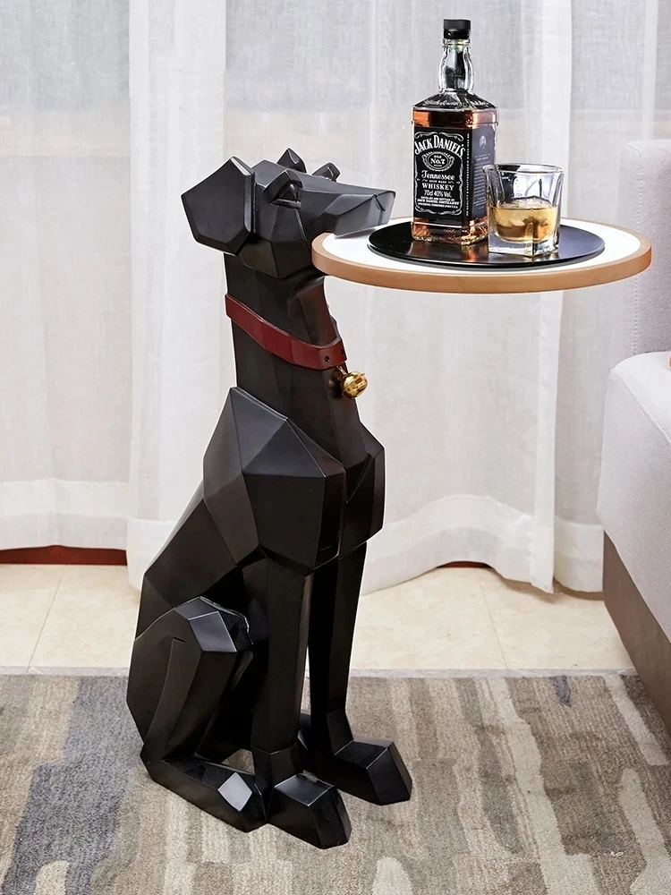 Home Dector Nordic Floor Doberman Dog Statues Decorations Interior Living Room Creative Large Furniture Tray Ornaments