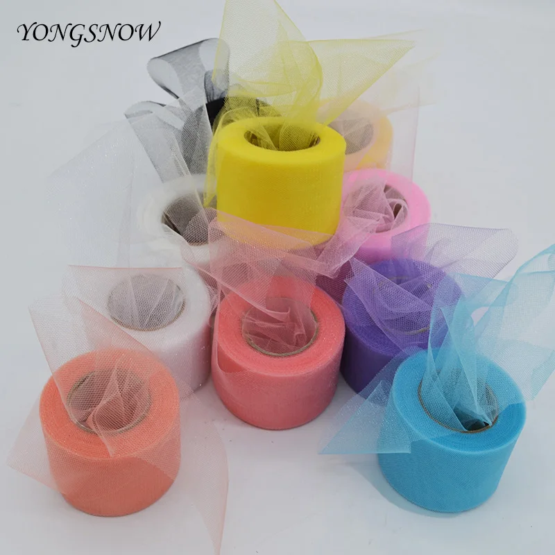 25 stoczni 5cm Multicolor błyszczące kryształowy tiul rolka Organza Sheer gaza DIY Baby Shower dziewczyny spódnica Tutu prezent Wedding Party wystrój